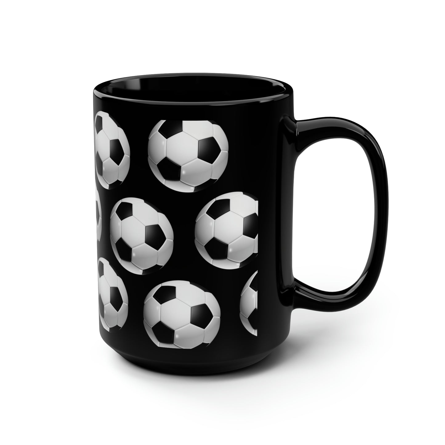 Soccer ball print- Black Ceramic Mug, 15oz (ST-NCP-82-151A)