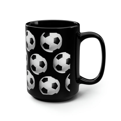 Soccer ball print- Black Ceramic Mug, 15oz (ST-NCP-82-151A)