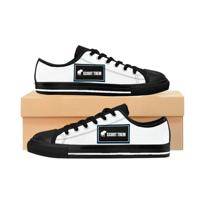 ScoutThem Shield blue border- Women's Sneakers- White and Black (ST-FGS-42-200W)