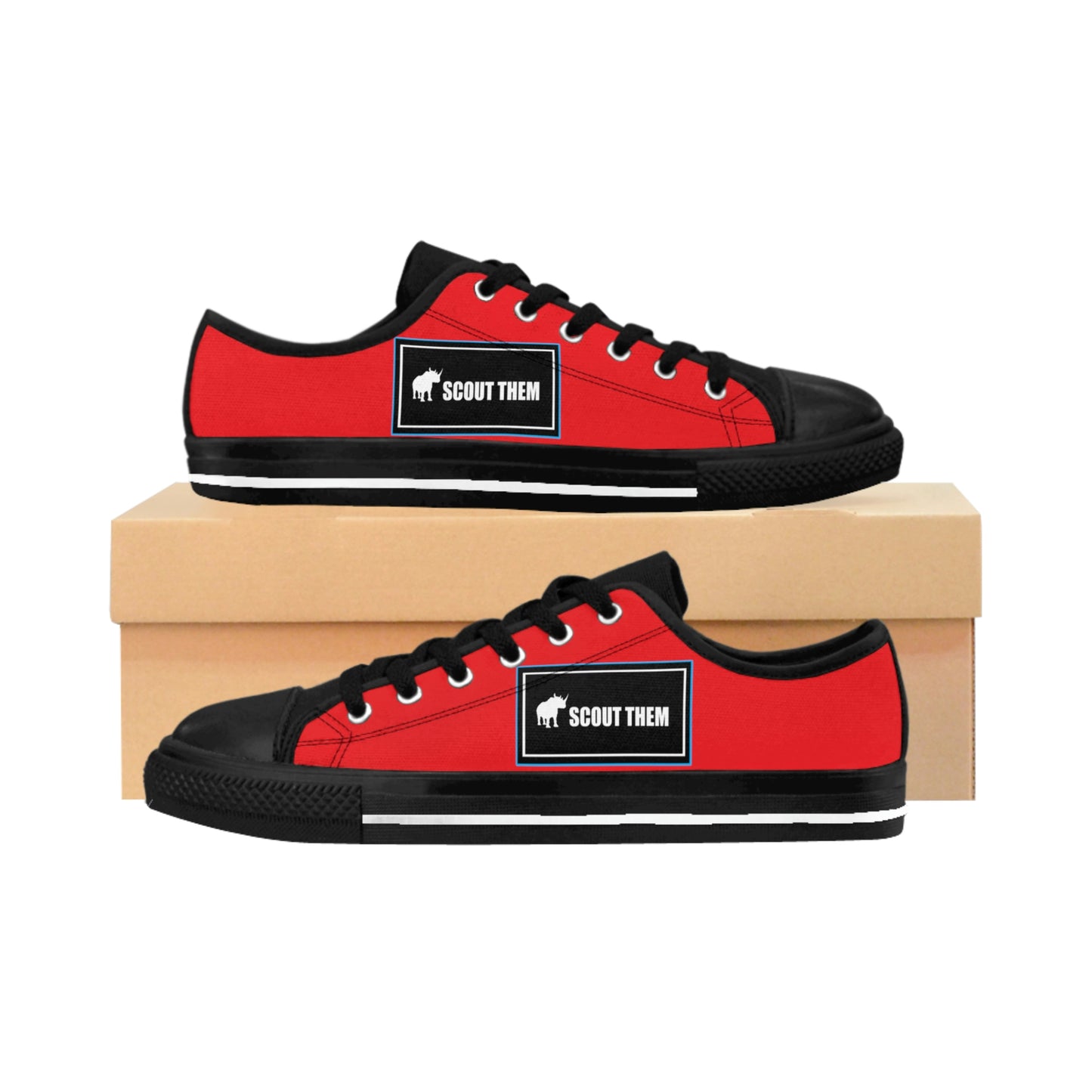 ScoutThem Shield blue border- Women's Sneakers- Red and Black (ST-FGS-42-203W)