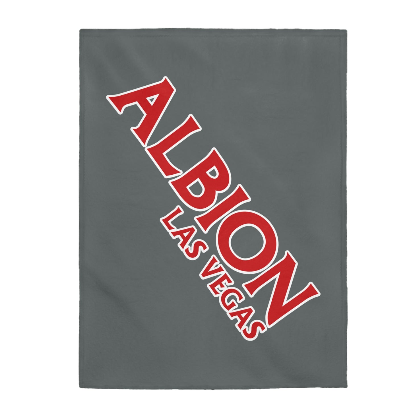 Albion LV Logo Lg angled- Velveteen Plush Blanket- DARK GREY (ALB-LV-61-052U)