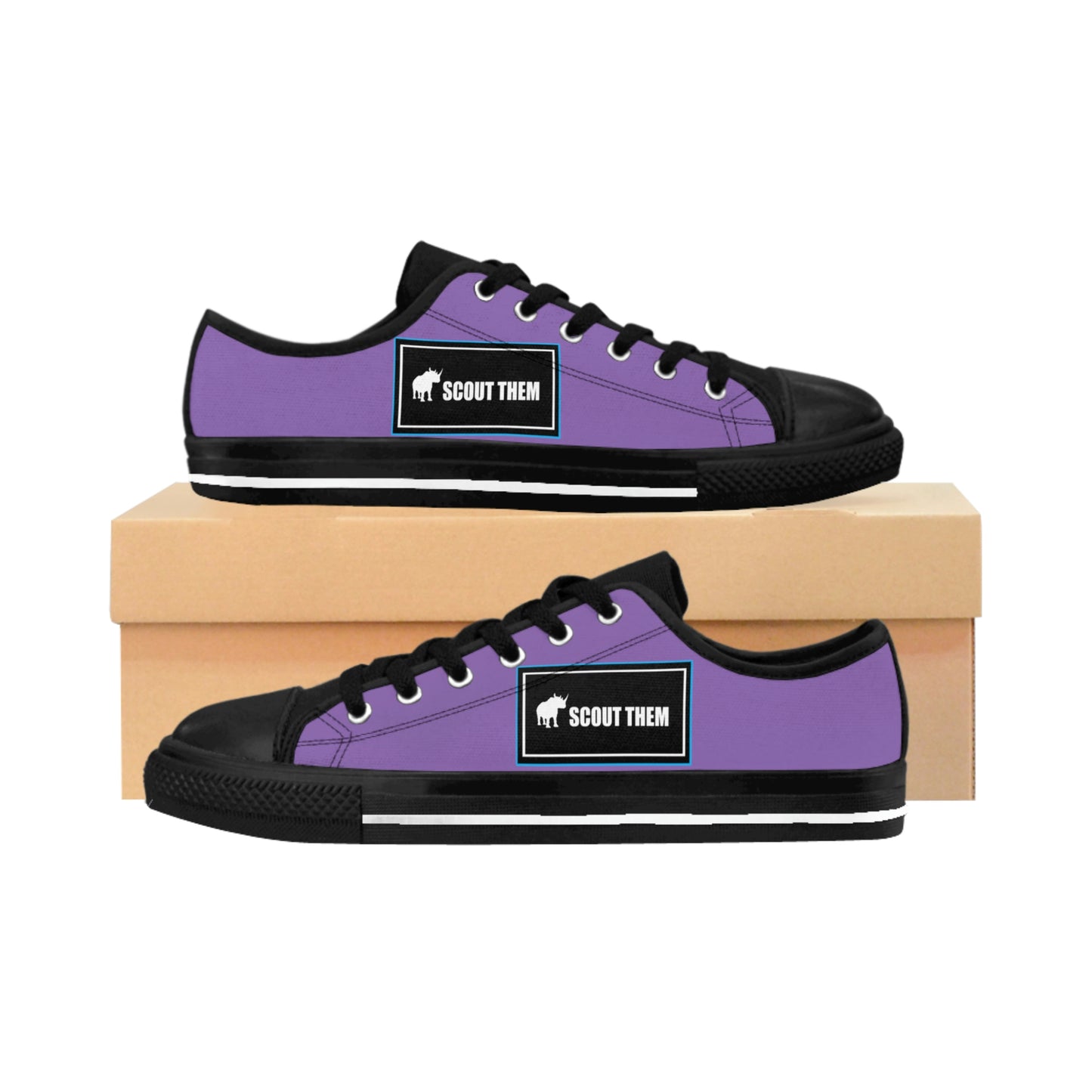 ScoutThem Shield blue border- Women's Sneakers- Light Purple and Black (ST-FGS-42-218W)