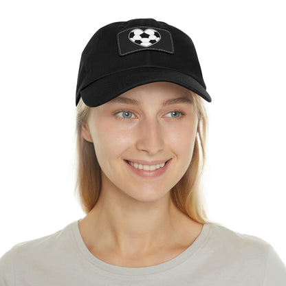 Soccer Ball Heart white- Dad Hat with Leather Patch (ST-NCP-11-033U)