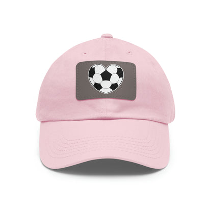 Soccer Ball Heart white- Dad Hat with Leather Patch (ST-NCP-11-033U)