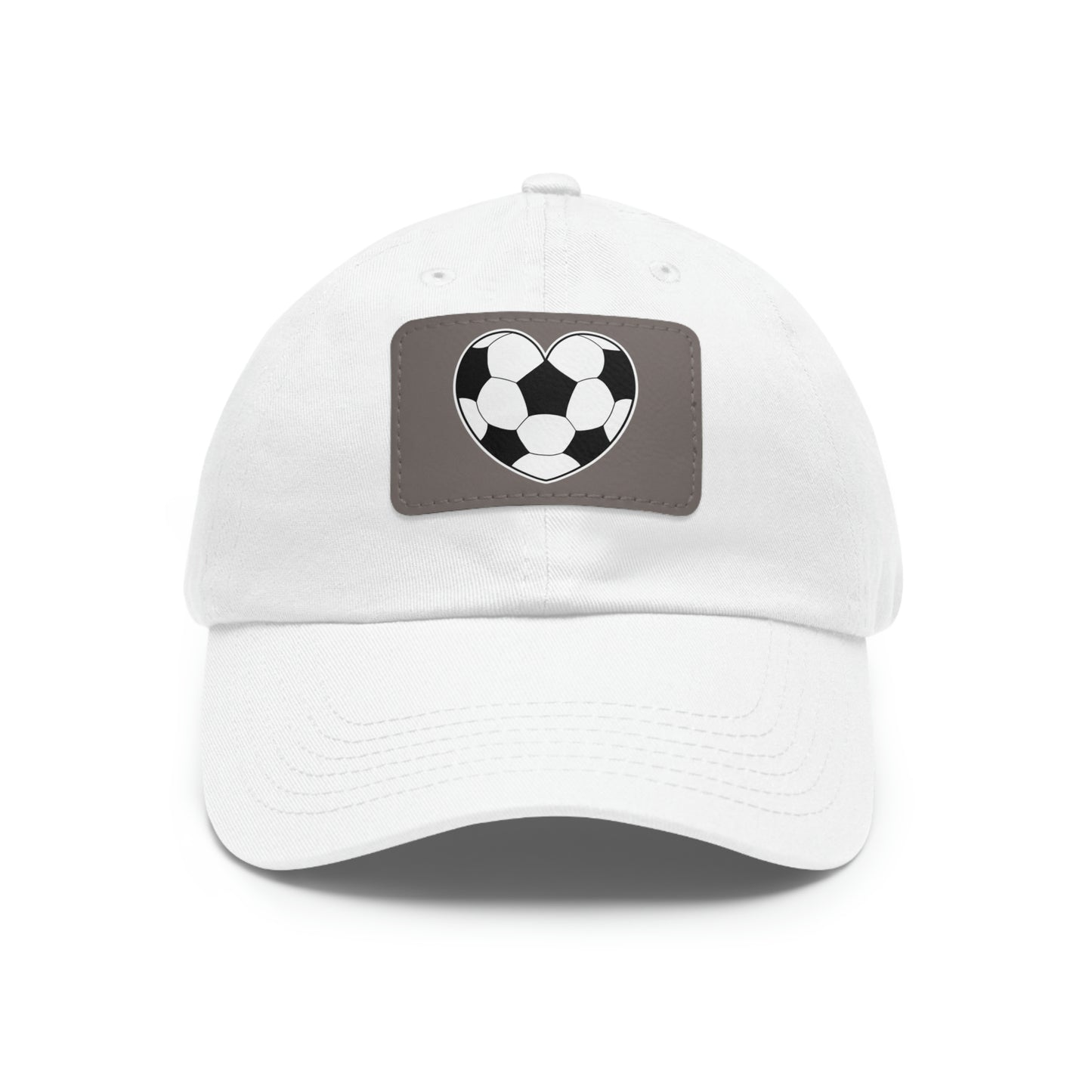 Soccer Ball Heart white- Dad Hat with Leather Patch (ST-NCP-11-033U)