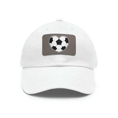 Soccer Ball Heart white- Dad Hat with Leather Patch (ST-NCP-11-033U)