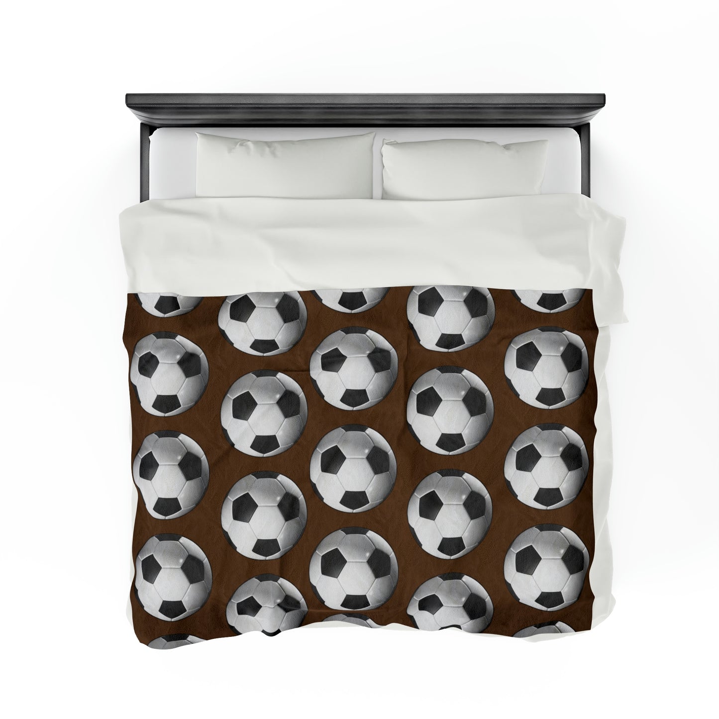 Soccer ball print- Velveteen Plush Blanket- BROWN (ST-NCP-61-131U)