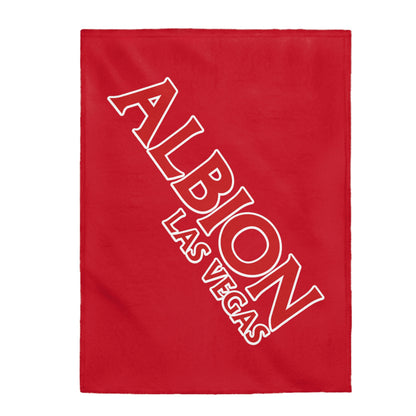 Albion LV Logo Lg angled- Velveteen Plush Blanket- DARK RED (ALB-LV-61-053U)