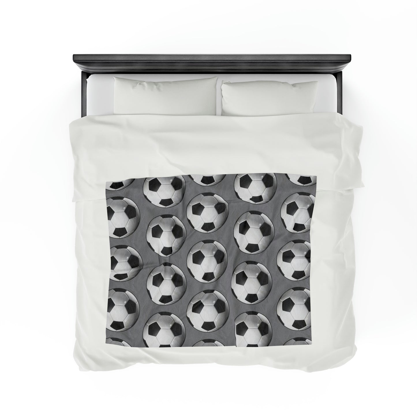 Soccer ball print- Velveteen Plush Blanket- GREY (ST-NCP-61-129U)