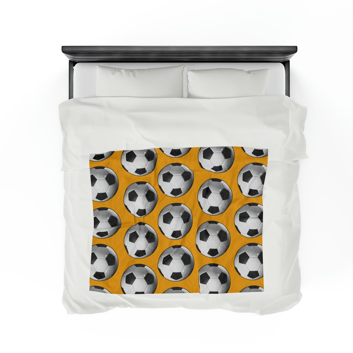 Soccer ball print- Velveteen Plush Blanket- YELLOW (ST-NCP-61-135U)