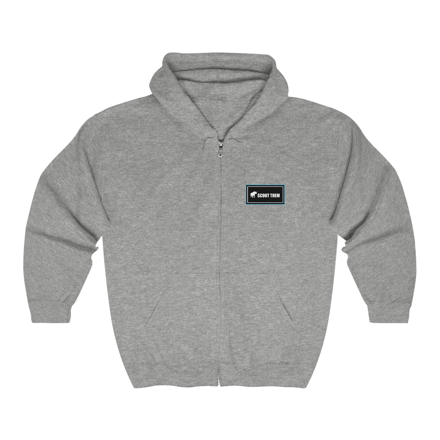 ScoutThem Shield Sm blue border Front- Shield Lg Back- Unisex Heavy Blend™ Full Zip Hooded Sweatshirt (ALB-LV-22-531U)