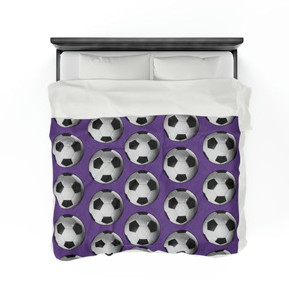 Soccer ball print- Velveteen Plush Blanket- LIGHT PURPLE (ST-NCP-61-139U)