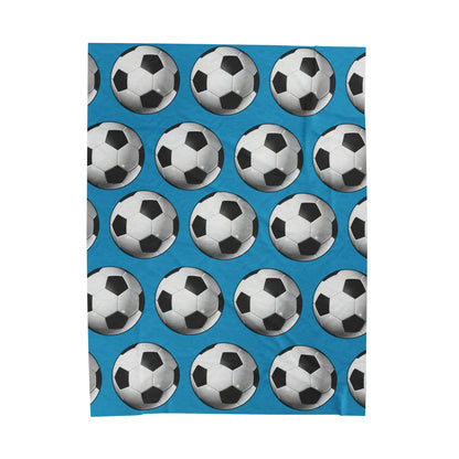 Soccer ball print- Velveteen Plush Blanket- TURQUOISE (ST-NCP-61-138U)