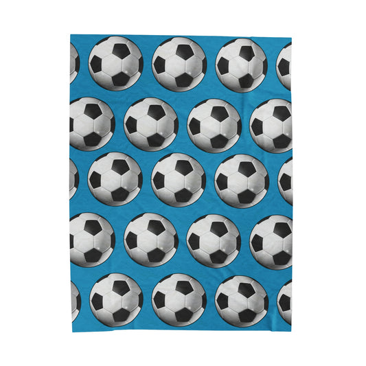 Soccer ball print- Velveteen Plush Blanket- TURQUOISE (ST-NCP-61-138U)