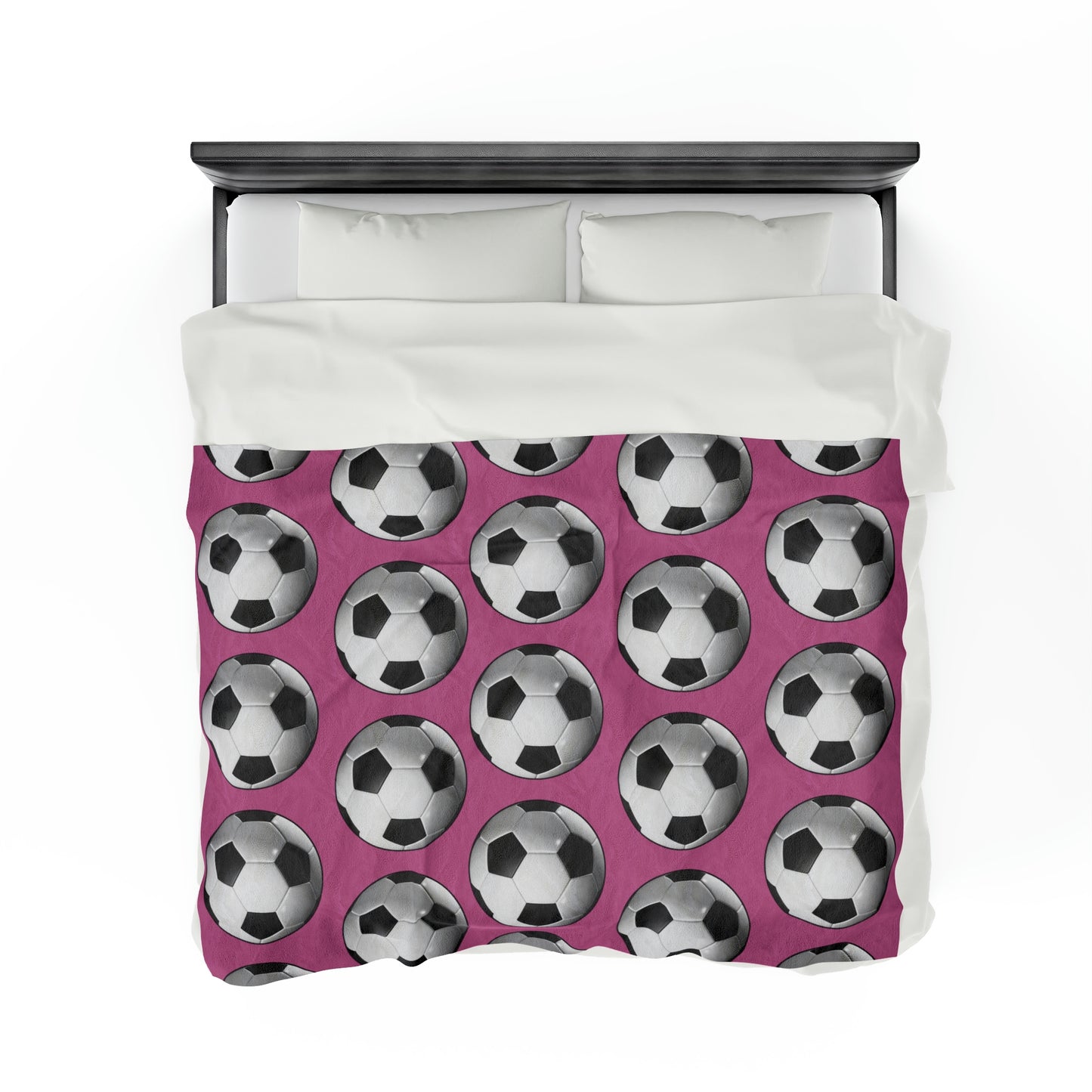 Soccer ball print- Velveteen Plush Blanket- LIGHT PINK (ST-NCP-61-141U)