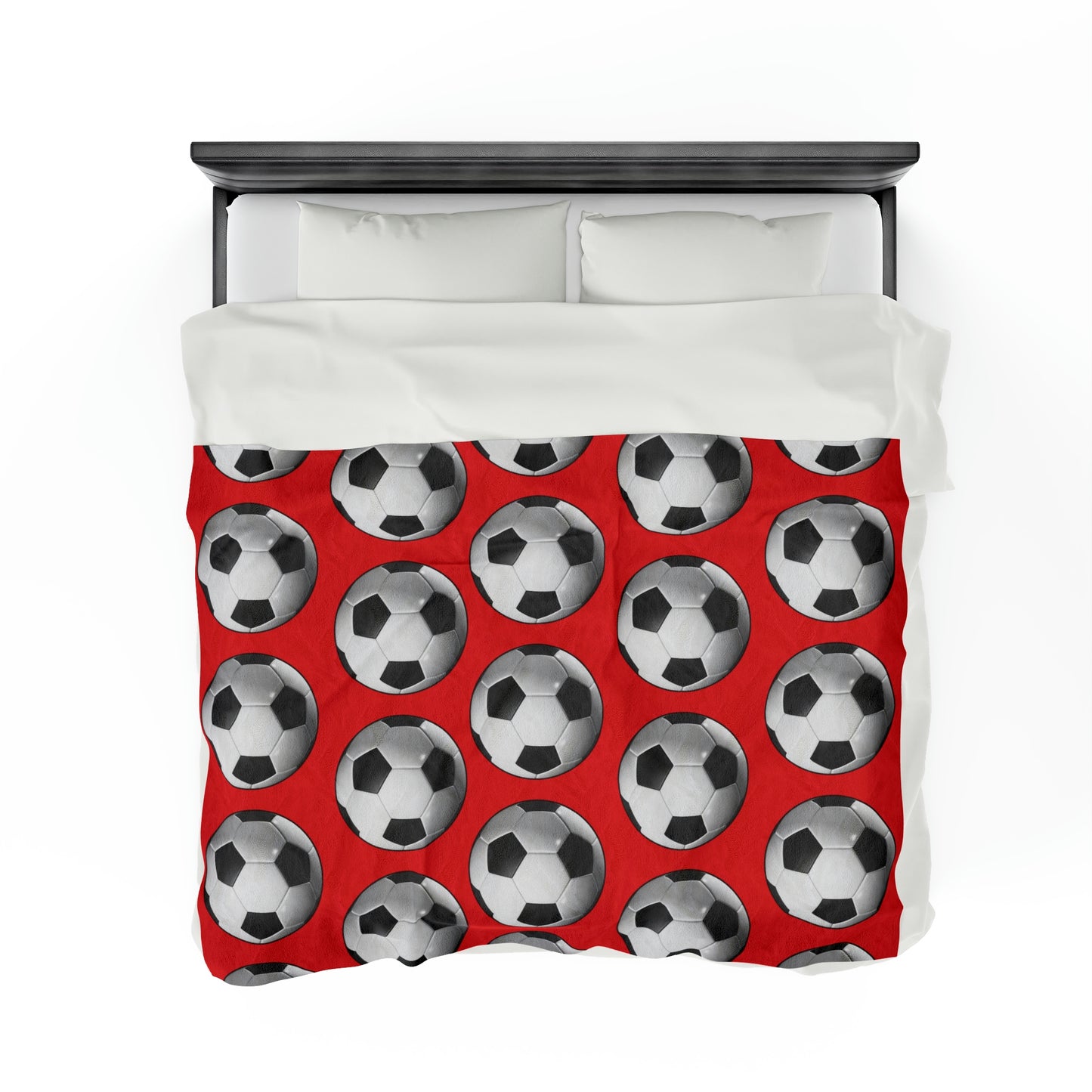 Soccer ball print- Velveteen Plush Blanket- RED (ST-NCP-61-130U)