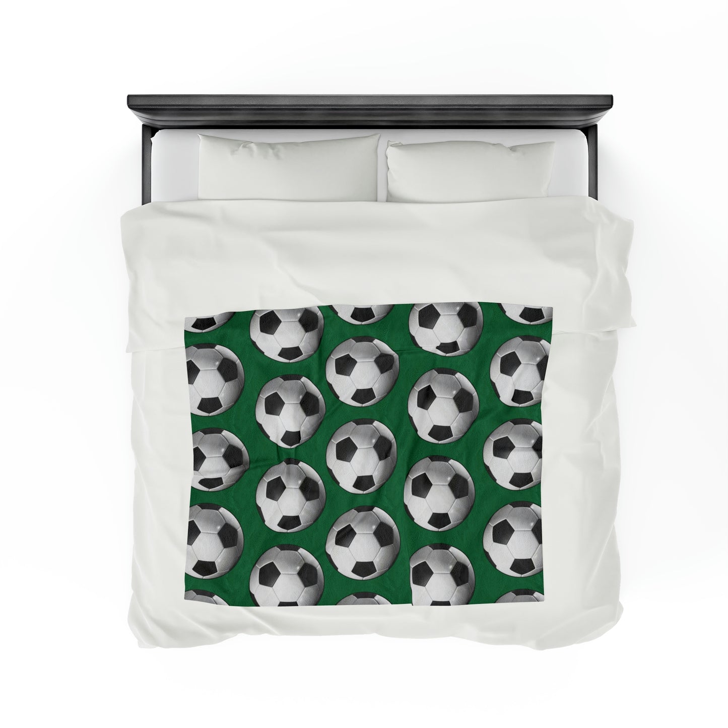 Soccer ball print- Velveteen Plush Blanket- DARK GREEN (ST-NCP-61-137U)