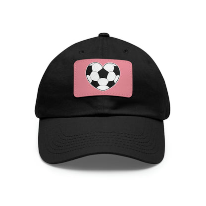 Soccer Ball Heart white- Dad Hat with Leather Patch (ST-NCP-11-033U)