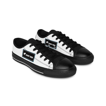 ScoutThem Shield blue border- Women's Sneakers- White and Black (ST-FGS-42-200W)