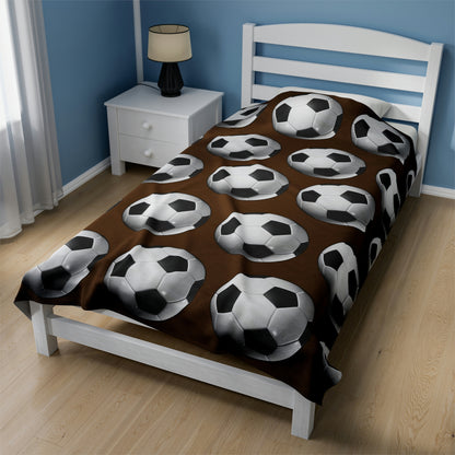 Soccer ball print- Velveteen Plush Blanket- BROWN (ST-NCP-61-131U)