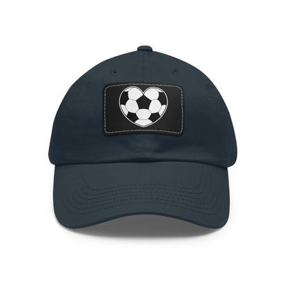 Soccer Ball Heart white- Dad Hat with Leather Patch (ST-NCP-11-033U)