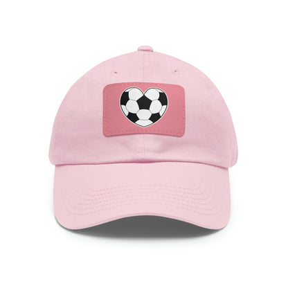 Soccer Ball Heart white- Dad Hat with Leather Patch (ST-NCP-11-033U)