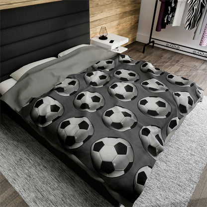 Soccer ball print- Velveteen Plush Blanket- GREY (ST-NCP-61-129U)