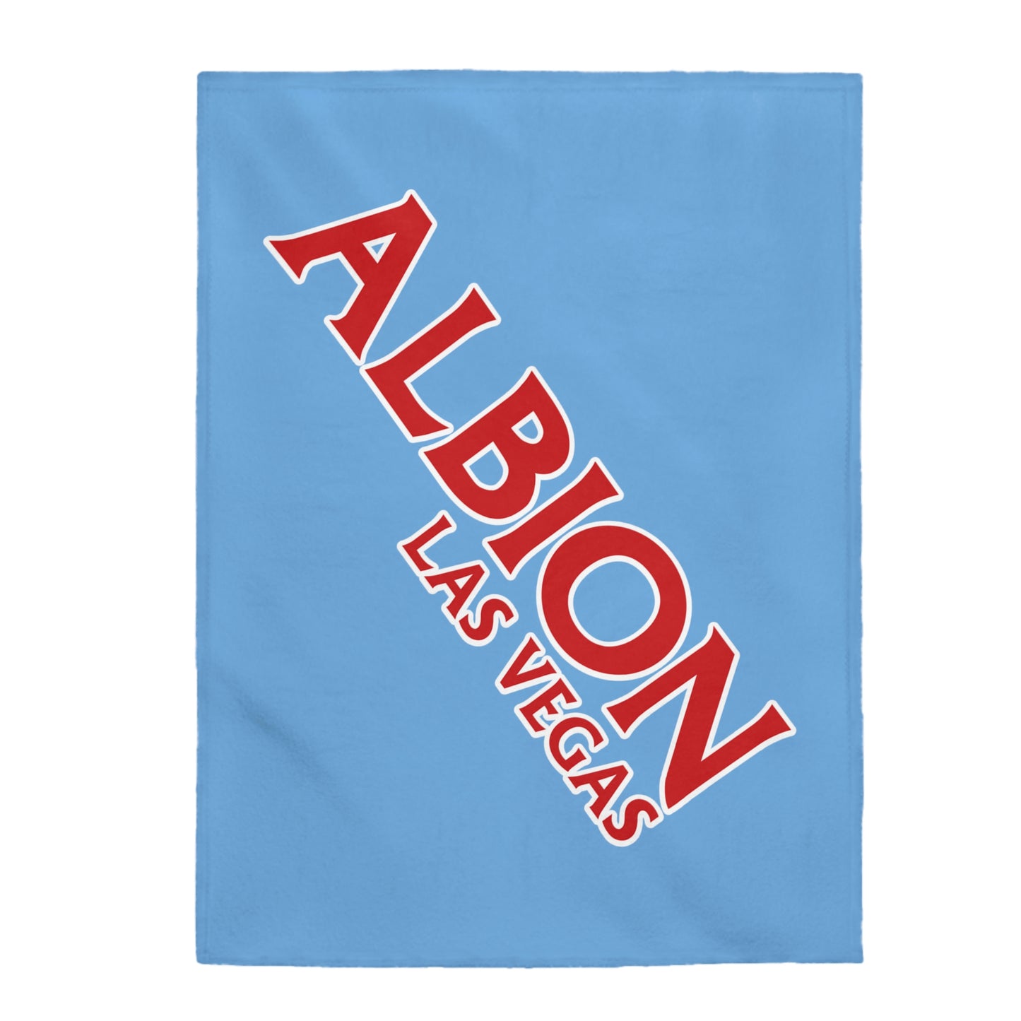 Albion LV Logo Lg angled- Velveteen Plush Blanket- LIGHT BLUE (ALB-LV-61-054U)