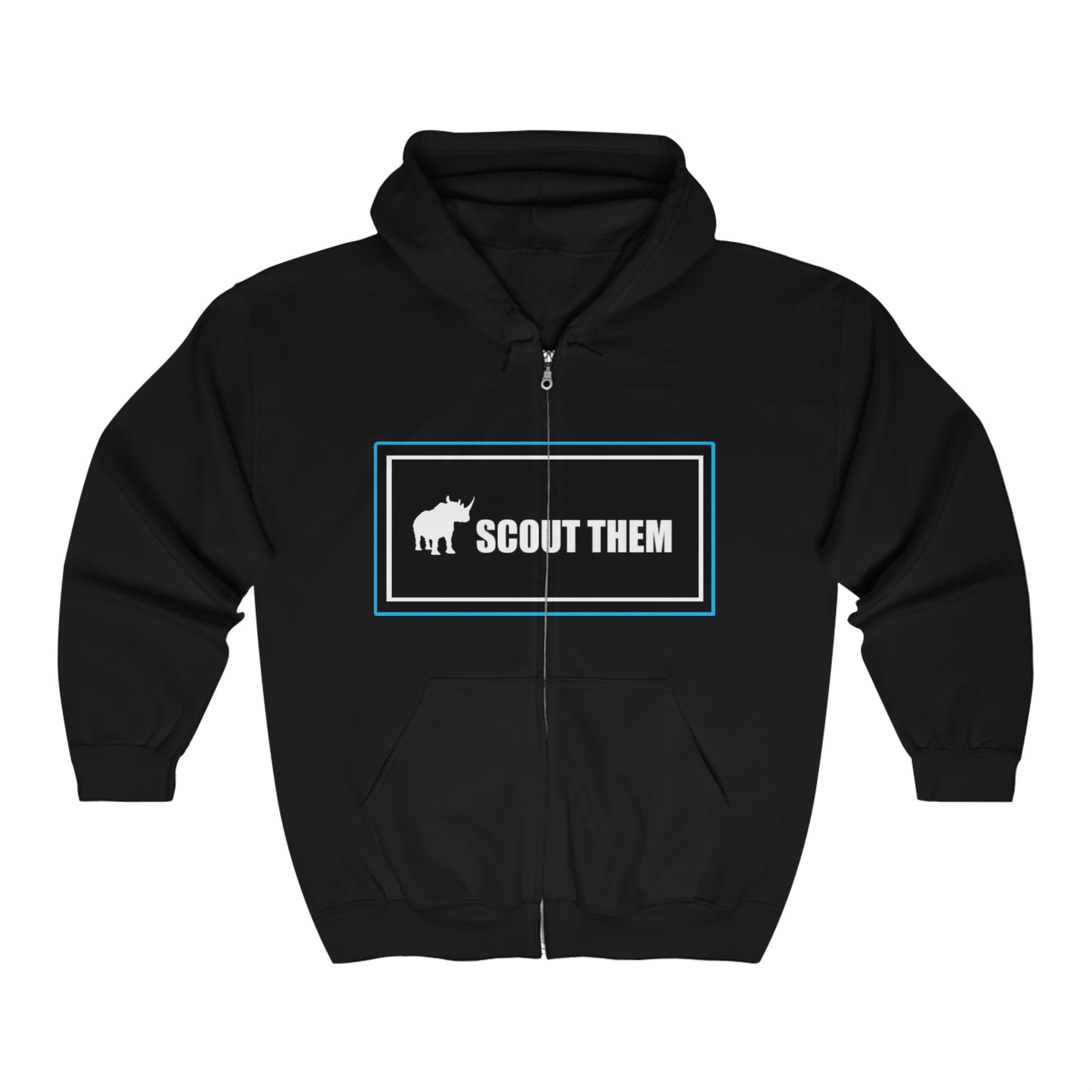 ScoutThem Shield Lg blue border Front- Unisex Heavy Blend™ Full Zip Hooded Sweatshirt (ST-FGS-22-514U)