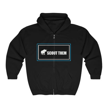 ScoutThem Shield Lg blue border Front- Unisex Heavy Blend™ Full Zip Hooded Sweatshirt (ST-FGS-22-514U)