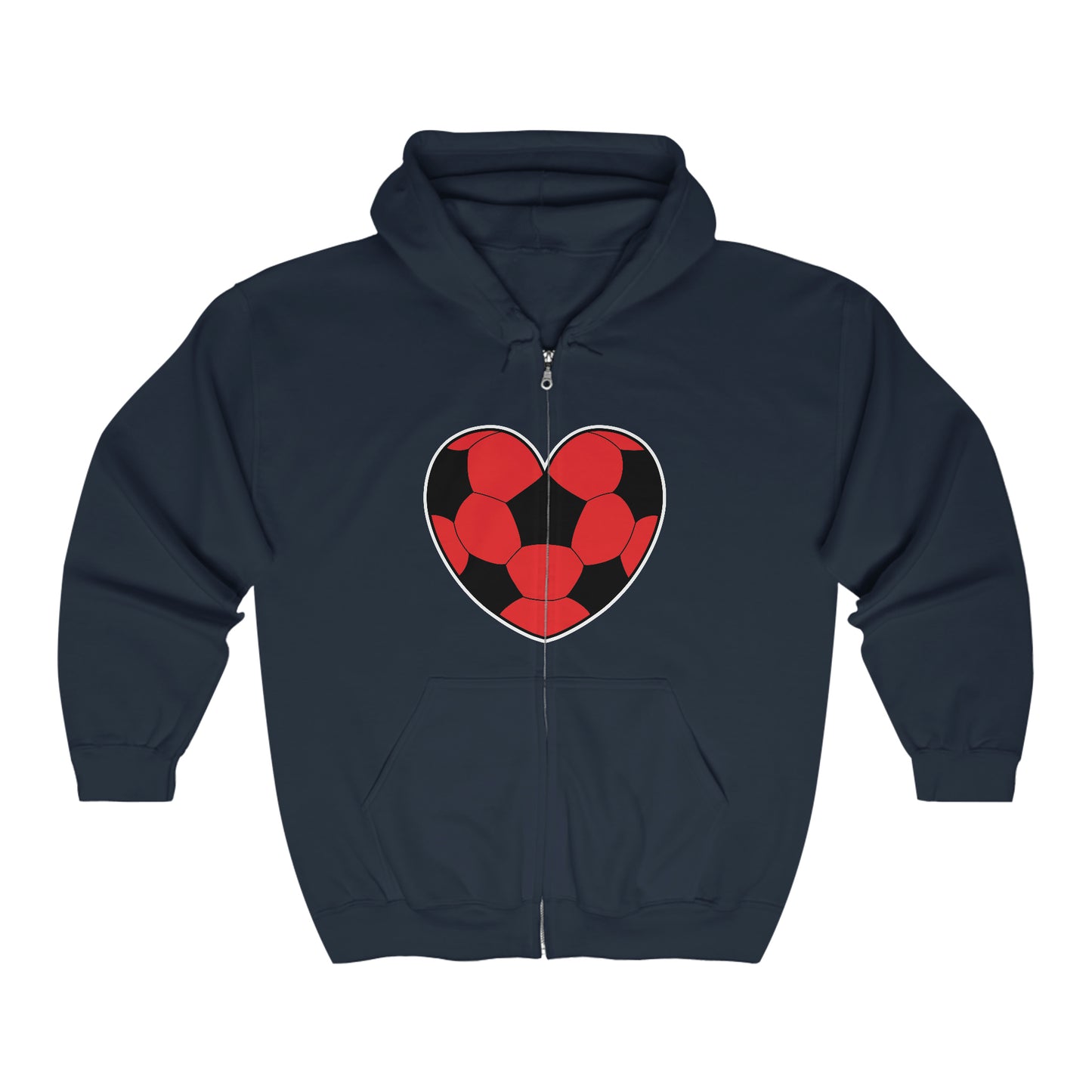 Soccer Ball Heart red Lg Front- Unisex Heavy Blend™ Full Zip Hooded Sweatshirt (ST-NCP-22-567U)