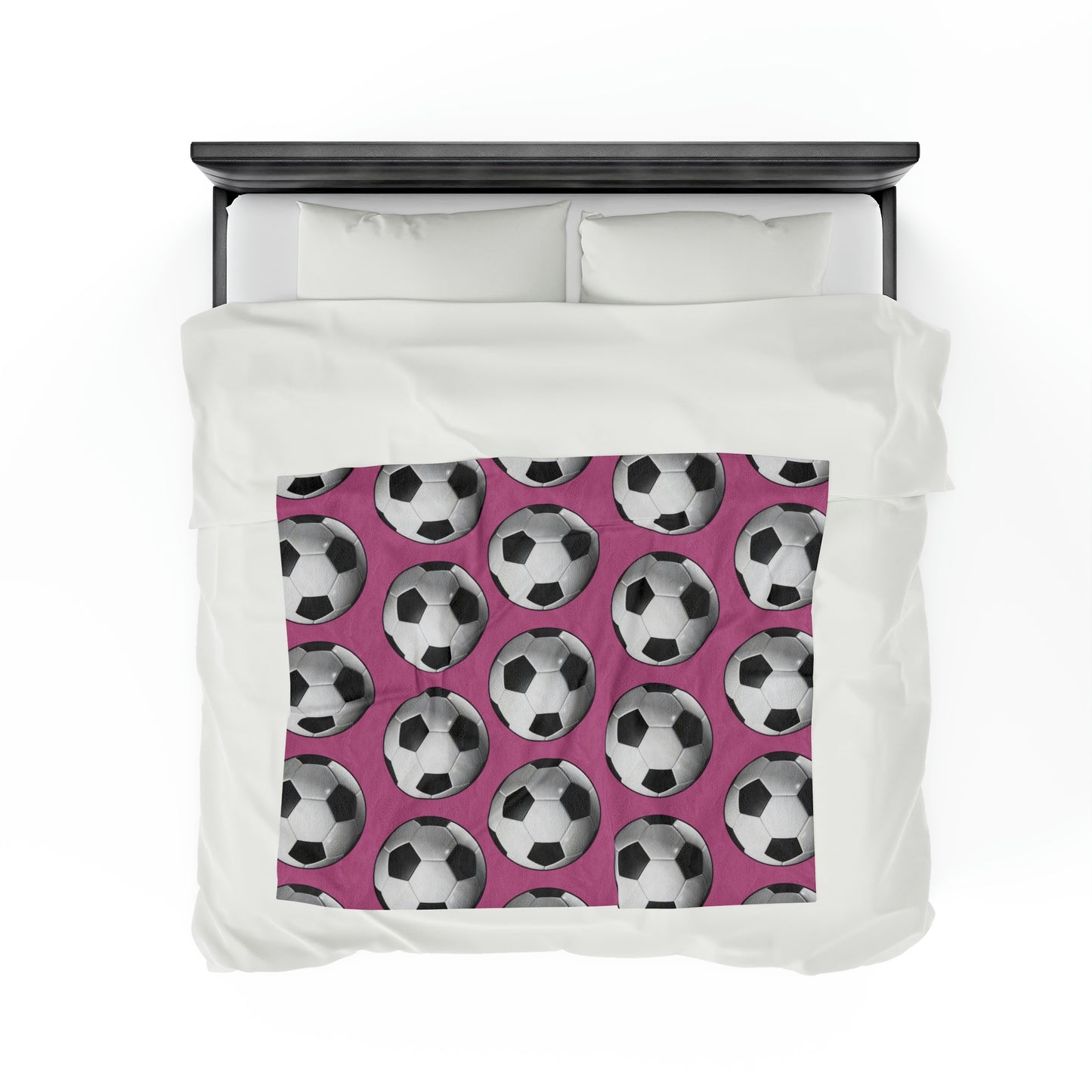 Soccer ball print- Velveteen Plush Blanket- LIGHT PINK (ST-NCP-61-141U)