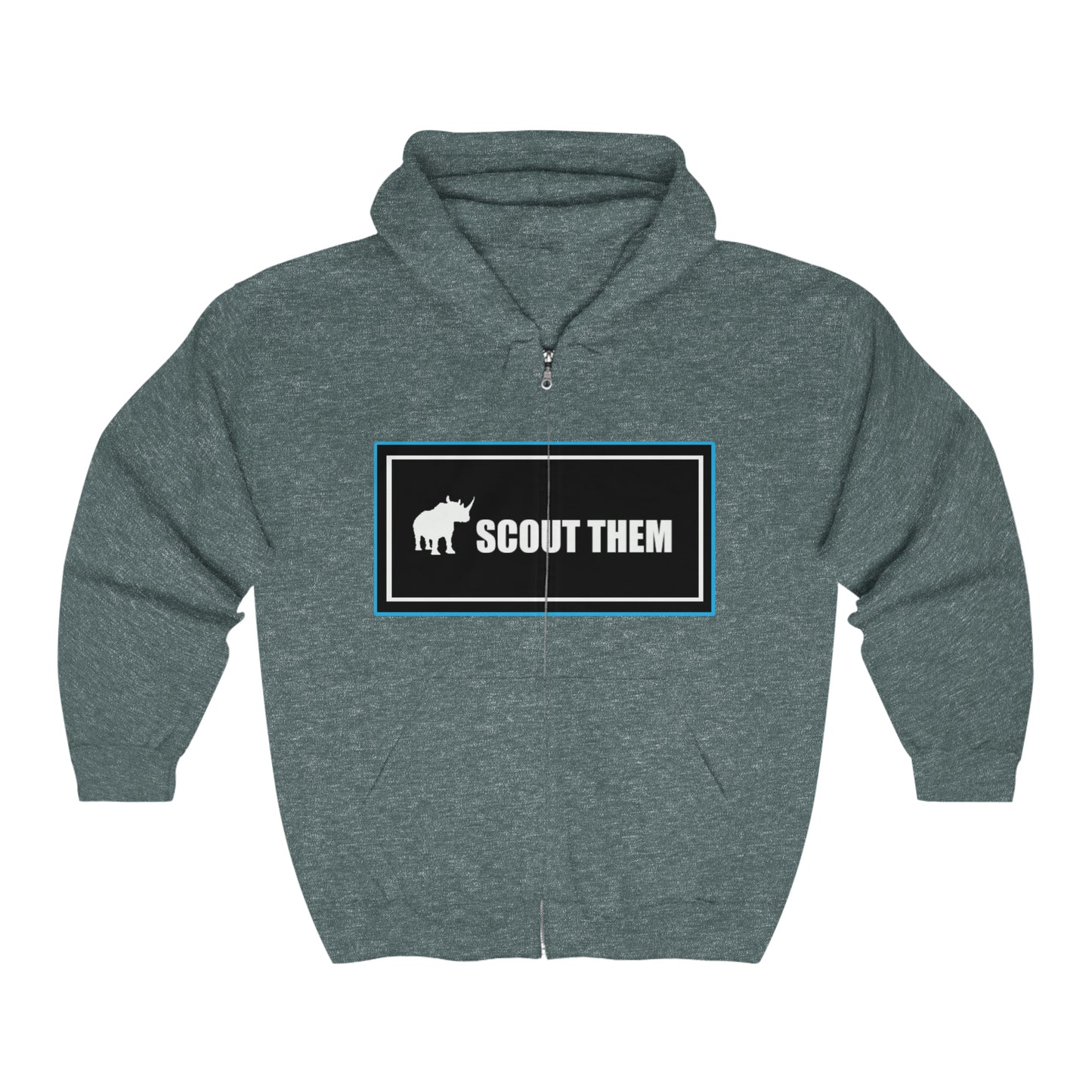 ScoutThem Shield Lg blue border Front- Unisex Heavy Blend™ Full Zip Hooded Sweatshirt (ST-FGS-22-514U)