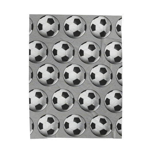 Soccer ball print- Velveteen Plush Blanket- LIGHT GREY (ST-NCP-61-128U)