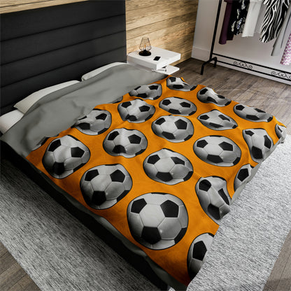 Soccer ball print- Velveteen Plush Blanket- YELLOW (ST-NCP-61-135U)