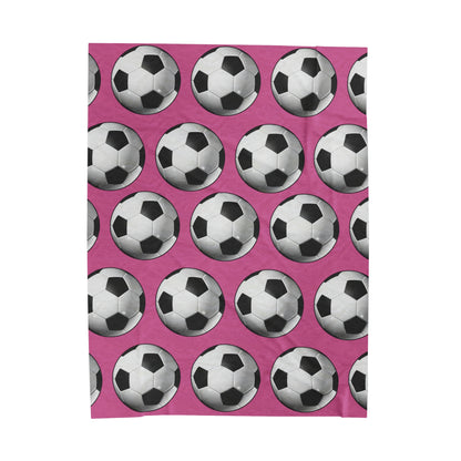 Soccer ball print- Velveteen Plush Blanket- LIGHT PINK (ST-NCP-61-141U)