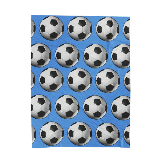 Soccer ball print- Velveteen Plush Blanket- LIGHT BLUE (ST-NCP-61-125U)