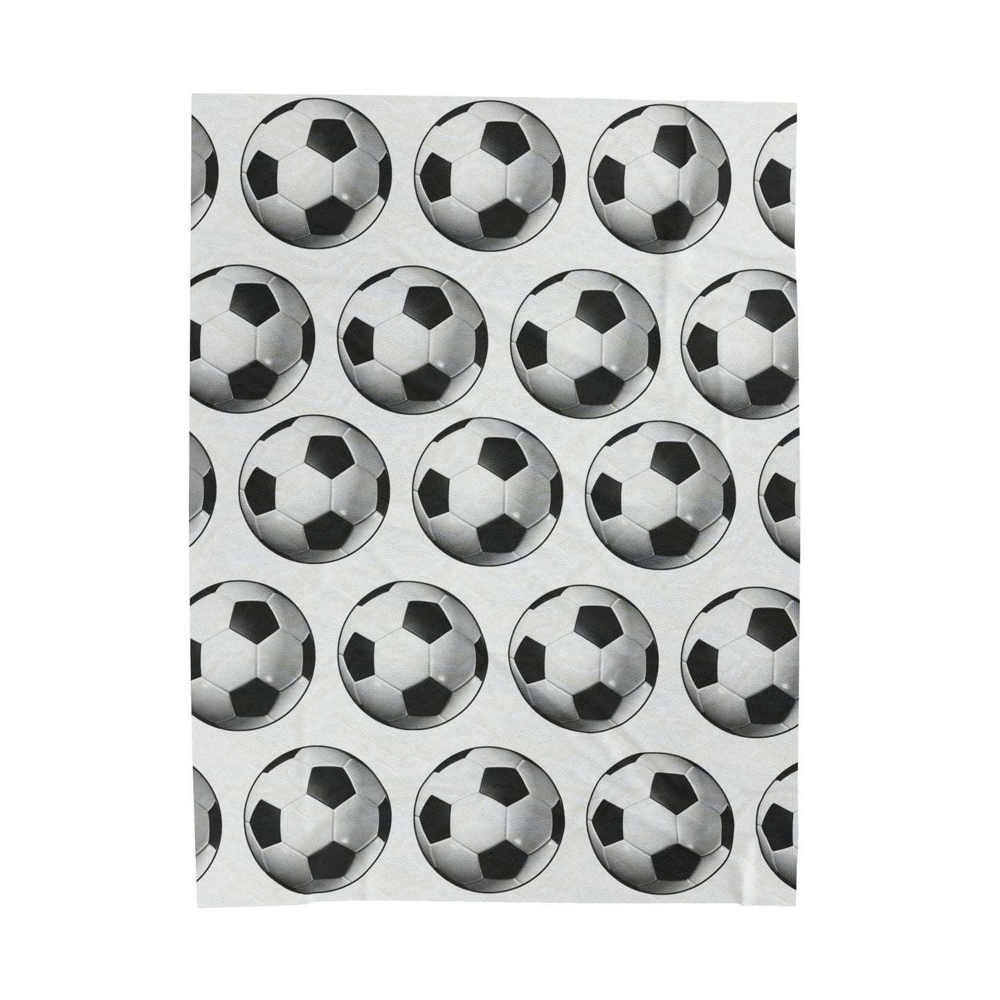 Soccer ball print- Velveteen Plush Blanket- WHITE (ST-NCP-61-121U)