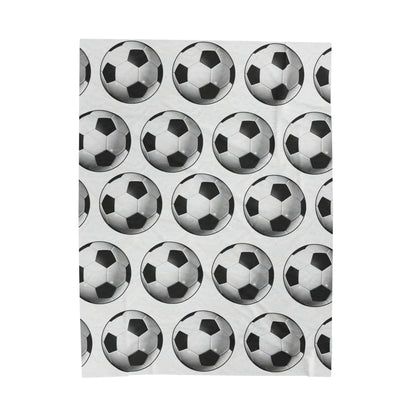 Soccer ball print- Velveteen Plush Blanket- WHITE (ST-NCP-61-121U)