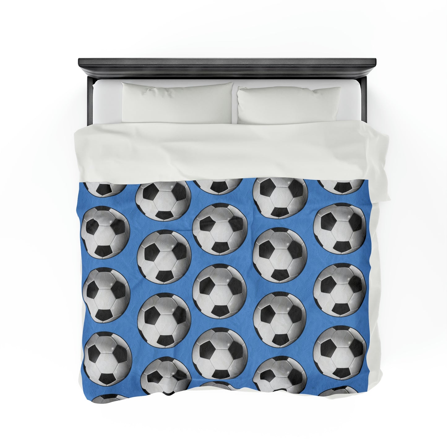 Soccer ball print- Velveteen Plush Blanket- LIGHT BLUE (ST-NCP-61-125U)