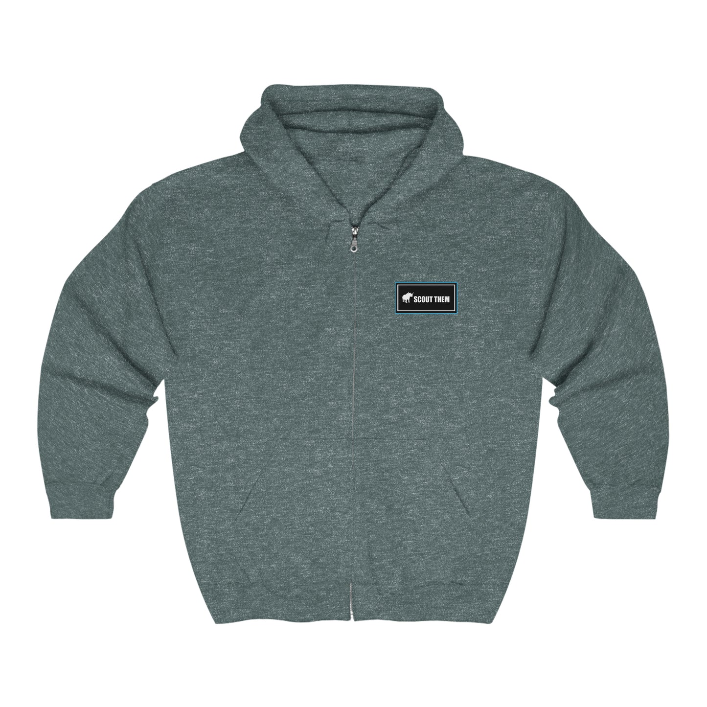 ScoutThem Shield Sm blue border Front- Unisex Heavy Blend™ Full Zip Hooded Sweatshirt (ST-FGS-22-512U)