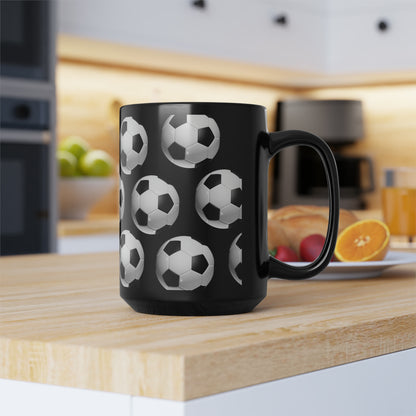 Soccer ball print- Black Ceramic Mug, 15oz (ST-NCP-82-151A)