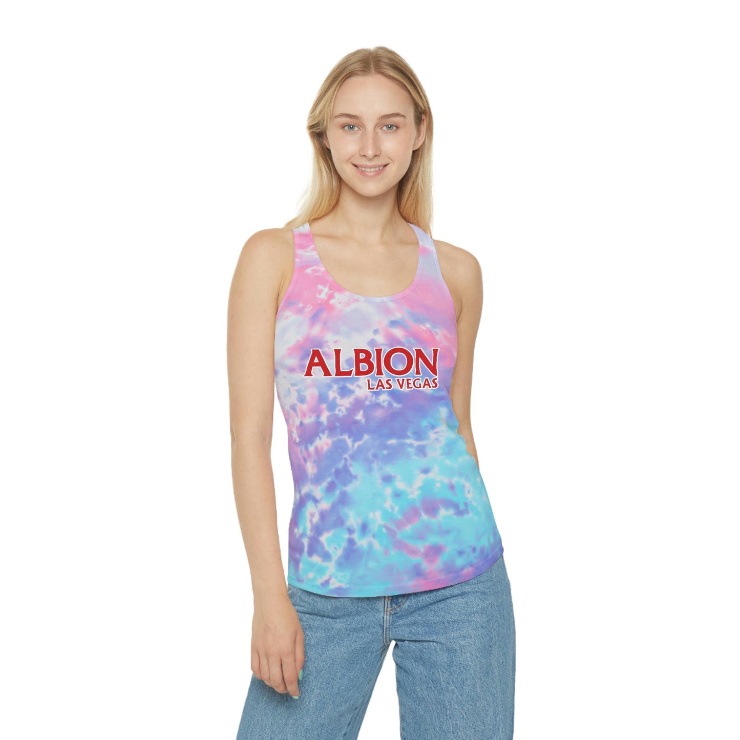 Albion LV Logo Lg- Tie Dye Racerback Tank Top (ALB-LV-21-300W)