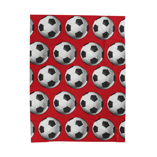 Soccer ball print- Velveteen Plush Blanket- DARK RED (ST-NCP-61-124U)