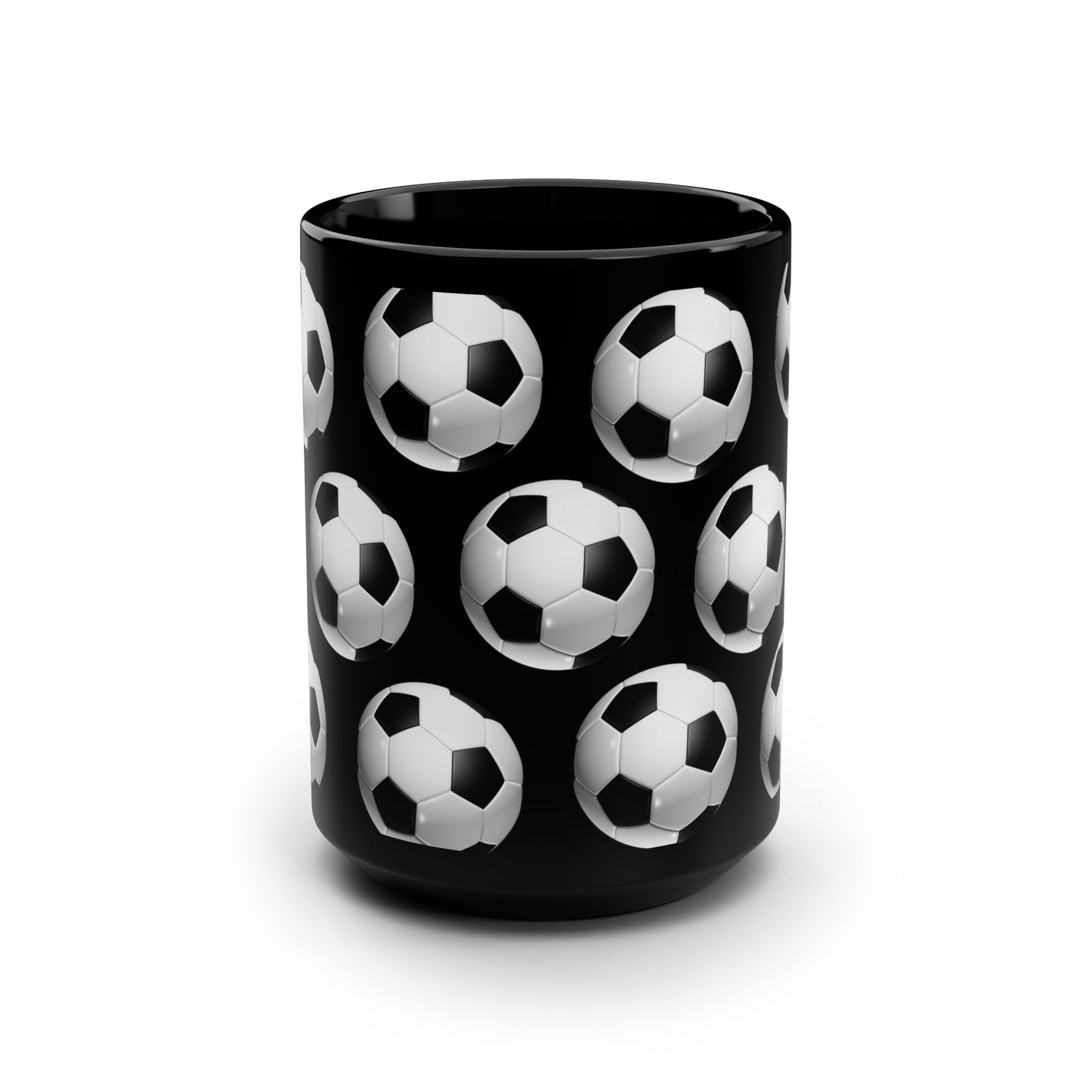 Soccer ball print- Black Ceramic Mug, 15oz (ST-NCP-82-151A)