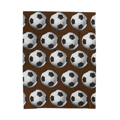 Soccer ball print- Velveteen Plush Blanket- BROWN (ST-NCP-61-131U)