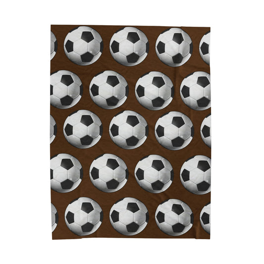 Soccer ball print- Velveteen Plush Blanket- BROWN (ST-NCP-61-131U)