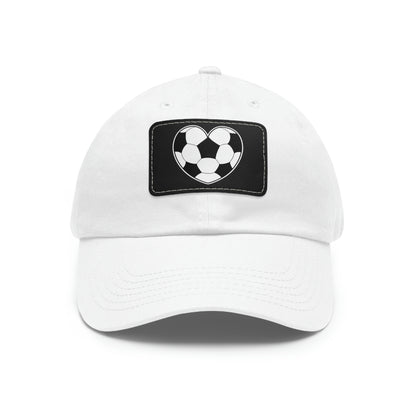 Soccer Ball Heart white- Dad Hat with Leather Patch (ST-NCP-11-033U)