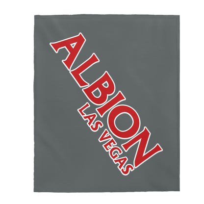 Albion LV Logo Lg angled- Velveteen Plush Blanket- DARK GREY (ALB-LV-61-052U)