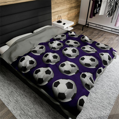 Soccer ball print- Velveteen Plush Blanket- PURPLE (ST-NCP-61-140U)